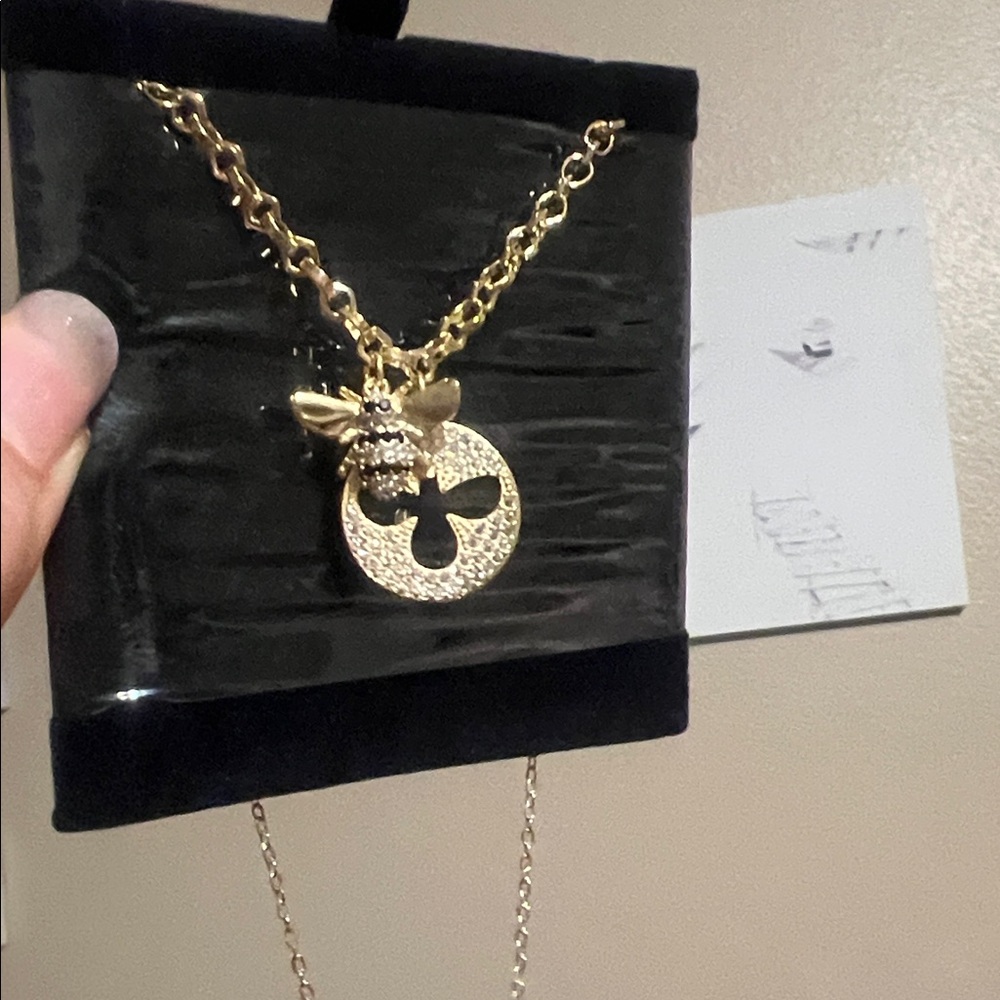 Swarovski Gold Bee Necklace with Crystal Accents